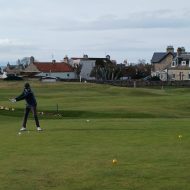 Simmonds 1st tee Stenhouse Quaich Tournament Sec Tom Simmonds winding up on the first tee